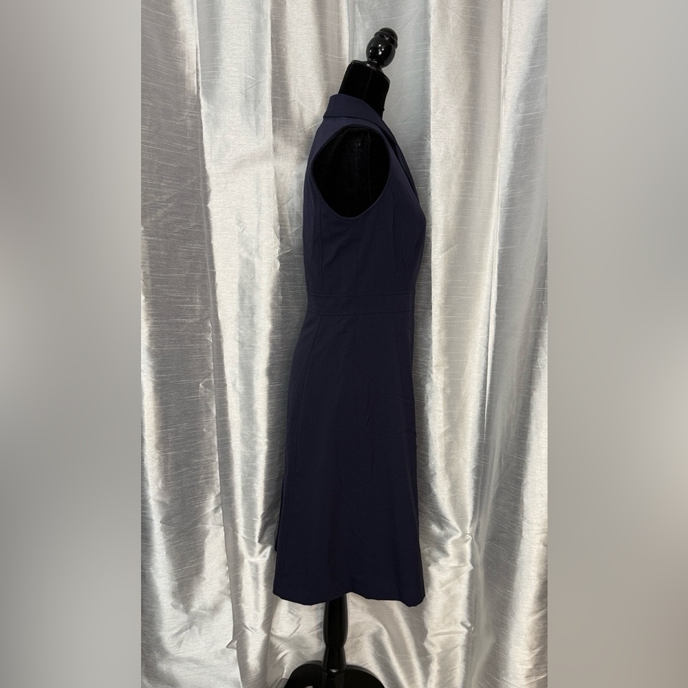 Ellen Tracy Navy Sleeveless A Line Faux Wrap Dress Women’s 6 Above Knee Lined - Picture 9 of 10